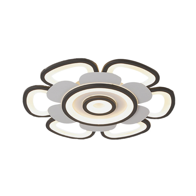 Floral Acrylic Flush Mounted Light Contemporary LED Black and White Ceiling Lamp in Warm/White Light, 20.5"/24.5" W Clearhalo 'Ceiling Lights' 'Close To Ceiling Lights' 'Close to ceiling' 'Flush mount' Lighting' 732372