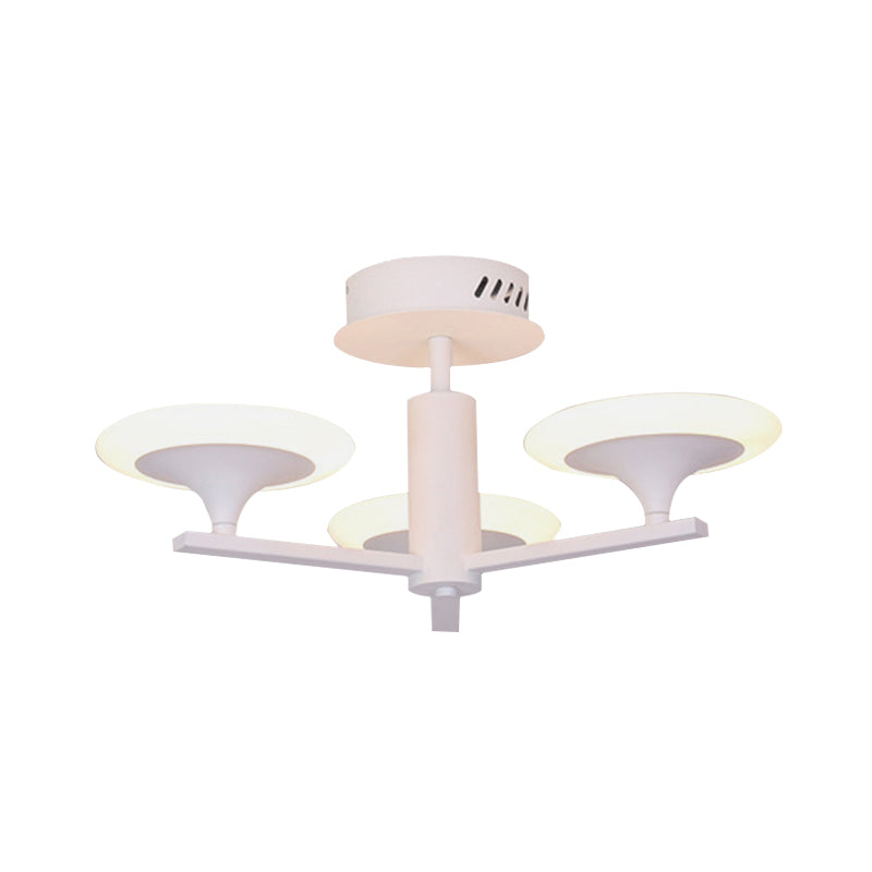 Modern 3/4-Light Semi Flush Mount White Round LED Radial Flush Ceiling Lamp with Acrylic Shade in White/Warm Light Clearhalo 'Ceiling Lights' 'Close To Ceiling Lights' 'Close to ceiling' 'Semi-flushmount' Lighting' 732382
