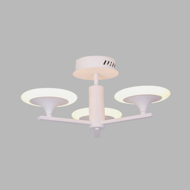 Modern 3/4-Light Semi Flush Mount White Round LED Radial Flush Ceiling Lamp with Acrylic Shade in White/Warm Light Clearhalo 'Ceiling Lights' 'Close To Ceiling Lights' 'Close to ceiling' 'Semi-flushmount' Lighting' 732383