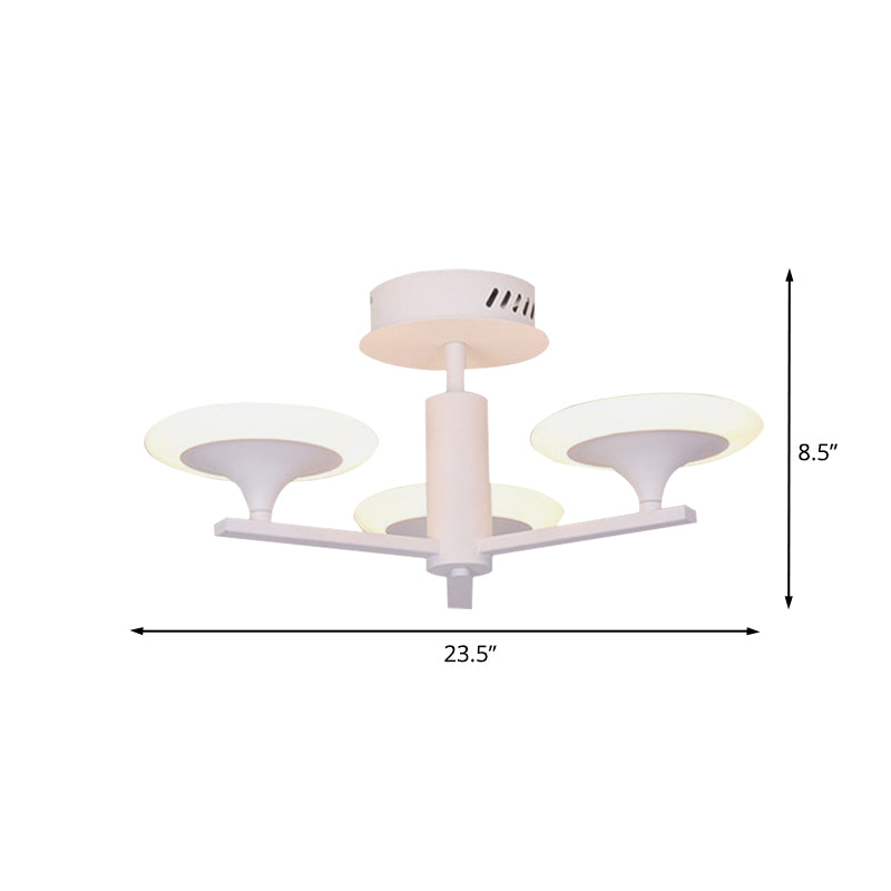 Modern 3/4-Light Semi Flush Mount White Round LED Radial Flush Ceiling Lamp with Acrylic Shade in White/Warm Light Clearhalo 'Ceiling Lights' 'Close To Ceiling Lights' 'Close to ceiling' 'Semi-flushmount' Lighting' 732384