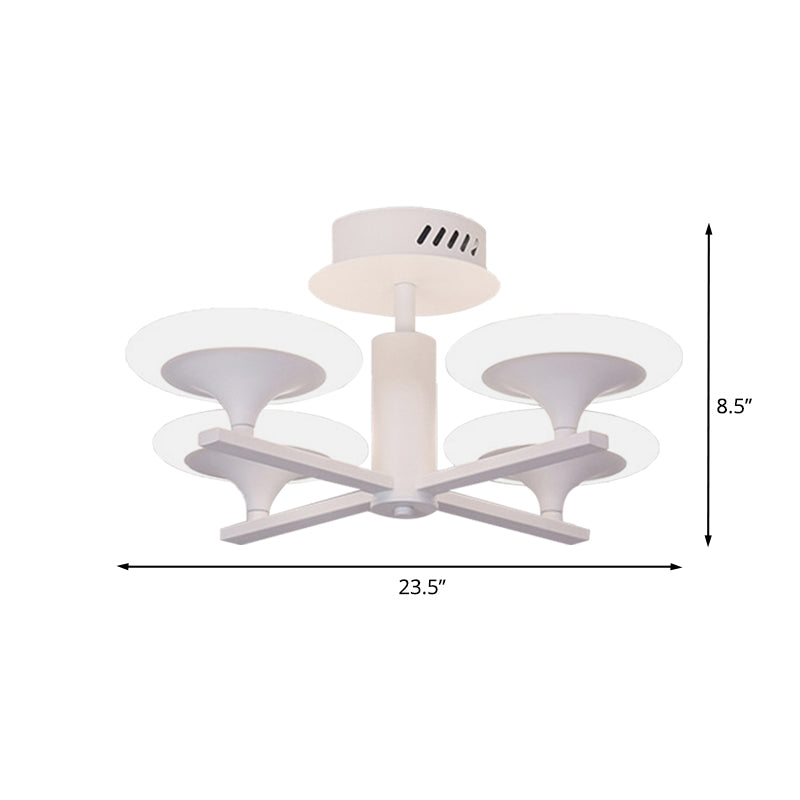 Modern 3/4-Light Semi Flush Mount White Round LED Radial Flush Ceiling Lamp with Acrylic Shade in White/Warm Light Clearhalo 'Ceiling Lights' 'Close To Ceiling Lights' 'Close to ceiling' 'Semi-flushmount' Lighting' 732388