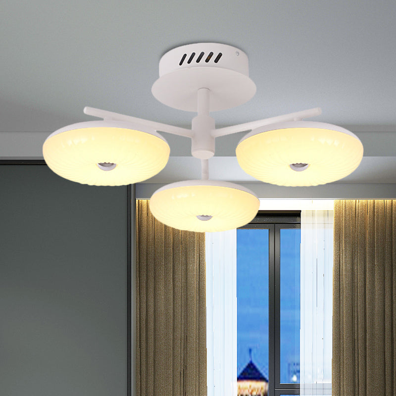 LED Restaurant Flush Light Fixture Minimalist White Semi Ceiling Flush Mount with Doughnut Acrylic Shade, 22"/24" W White 22" Clearhalo 'Ceiling Lights' 'Close To Ceiling Lights' 'Close to ceiling' 'Semi-flushmount' Lighting' 732389