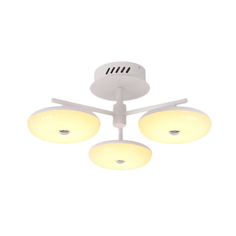 LED Restaurant Flush Light Fixture Minimalist White Semi Ceiling Flush Mount with Doughnut Acrylic Shade, 22"/24" W Clearhalo 'Ceiling Lights' 'Close To Ceiling Lights' 'Close to ceiling' 'Semi-flushmount' Lighting' 732391