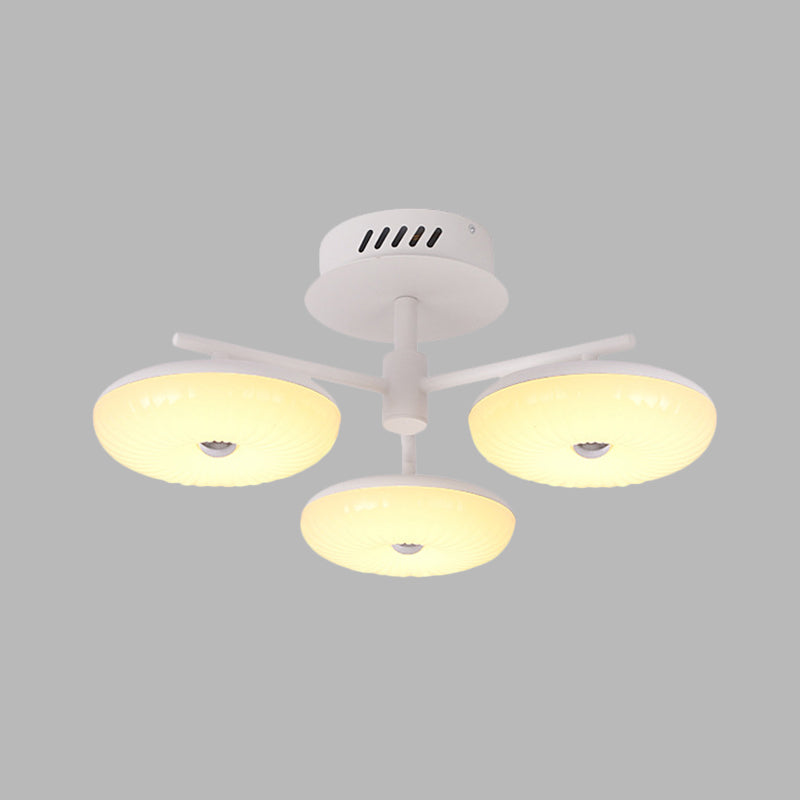 LED Restaurant Flush Light Fixture Minimalist White Semi Ceiling Flush Mount with Doughnut Acrylic Shade, 22"/24" W Clearhalo 'Ceiling Lights' 'Close To Ceiling Lights' 'Close to ceiling' 'Semi-flushmount' Lighting' 732392