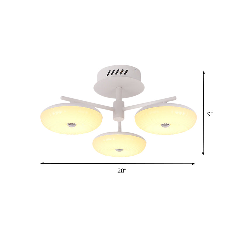 LED Restaurant Flush Light Fixture Minimalist White Semi Ceiling Flush Mount with Doughnut Acrylic Shade, 22"/24" W Clearhalo 'Ceiling Lights' 'Close To Ceiling Lights' 'Close to ceiling' 'Semi-flushmount' Lighting' 732393