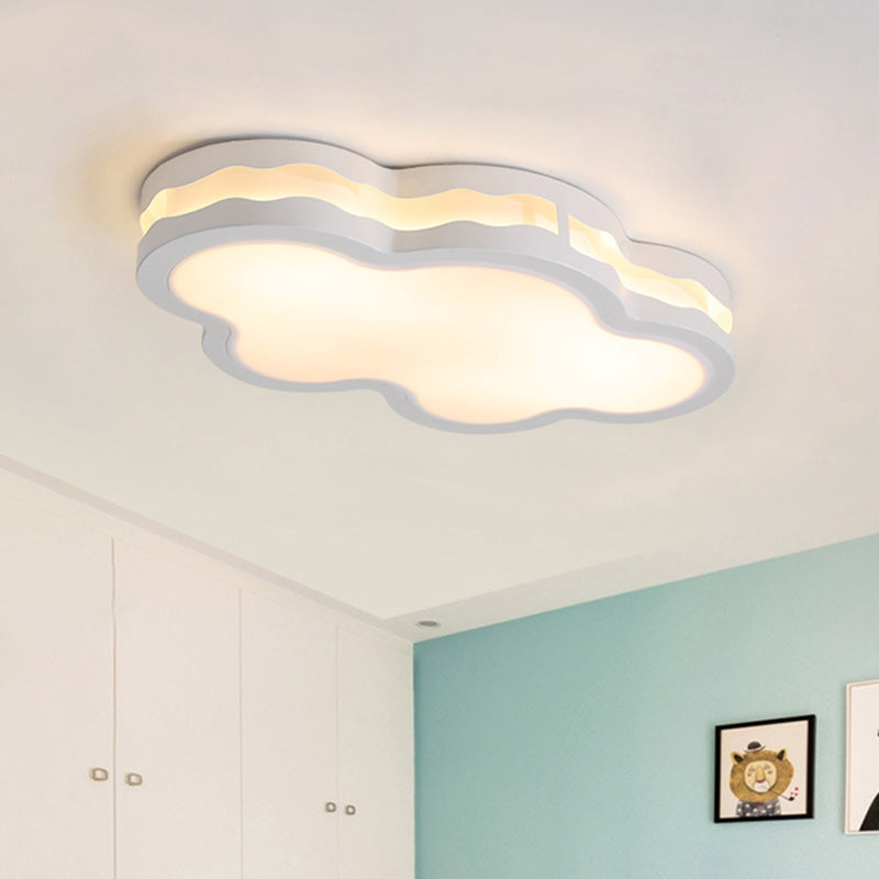 26"/22.5" W Cloud Flush Lamp Modern Iron LED Bedroom Ceiling Mount Fixture in White with Acrylic Shade, Warm/White Light Clearhalo 'Ceiling Lights' 'Close To Ceiling Lights' 'Close to ceiling' 'Flush mount' Lighting' 732416