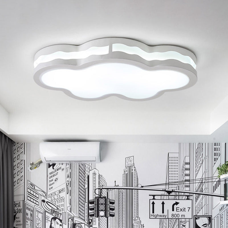 26"/22.5" W Cloud Flush Lamp Modern Iron LED Bedroom Ceiling Mount Fixture in White with Acrylic Shade, Warm/White Light Clearhalo 'Ceiling Lights' 'Close To Ceiling Lights' 'Close to ceiling' 'Flush mount' Lighting' 732417