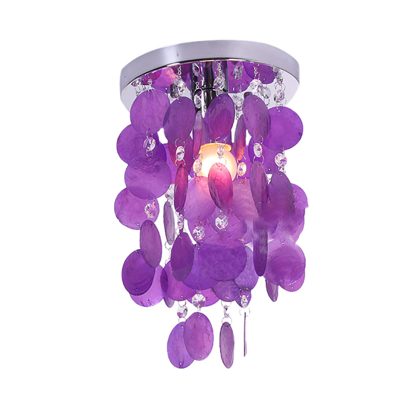 Purple Waterfall Flushmount Lighting Modernism 1 Bulb Shell Flush Mount Ceiling Lamp Clearhalo 'Ceiling Lights' 'Close To Ceiling Lights' 'Close to ceiling' 'Flush mount' Lighting' 732423