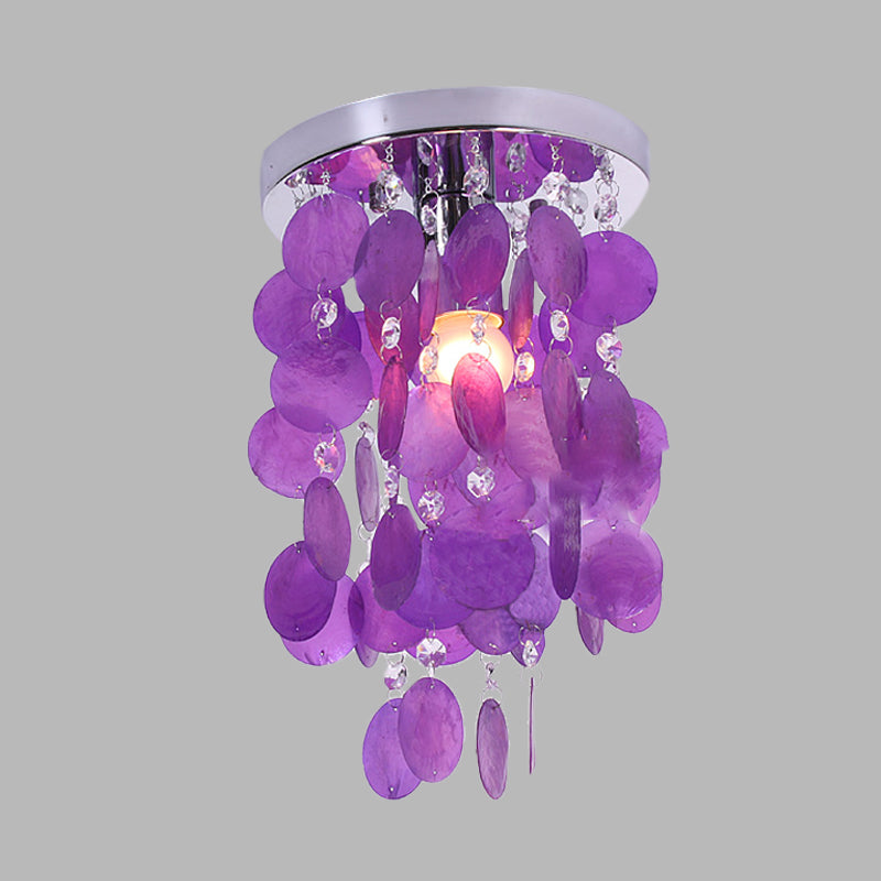 Purple Waterfall Flushmount Lighting Modernism 1 Bulb Shell Flush Mount Ceiling Lamp Clearhalo 'Ceiling Lights' 'Close To Ceiling Lights' 'Close to ceiling' 'Flush mount' Lighting' 732424