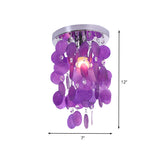 Purple Waterfall Flushmount Lighting Modernism 1 Bulb Shell Flush Mount Ceiling Lamp Clearhalo 'Ceiling Lights' 'Close To Ceiling Lights' 'Close to ceiling' 'Flush mount' Lighting' 732425