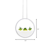 Circular Bedside Pendant Modernist 11"/14" Wide LED Acrylic Hanging Ceiling Lamp in White with Plant Decor, White/Warm Light Clearhalo 'Ceiling Lights' 'Modern Pendants' 'Modern' 'Pendant Lights' 'Pendants' Lighting' 732482