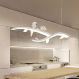 Modern Branch Hanging Light Acrylic LED Dining Room Suspended Pendant Lamp in White with Bird Deco, Warm/White Light White Clearhalo 'Ceiling Lights' 'Modern Pendants' 'Modern' 'Pendant Lights' 'Pendants' Lighting' 732484