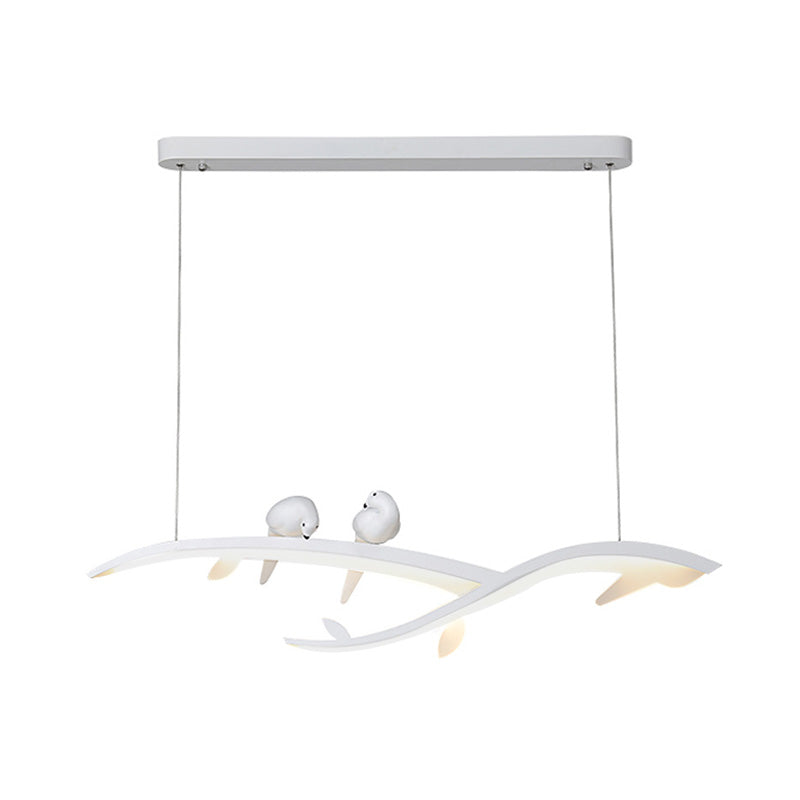 Modern Branch Hanging Light Acrylic LED Dining Room Suspended Pendant Lamp in White with Bird Deco, Warm/White Light Clearhalo 'Ceiling Lights' 'Modern Pendants' 'Modern' 'Pendant Lights' 'Pendants' Lighting' 732487