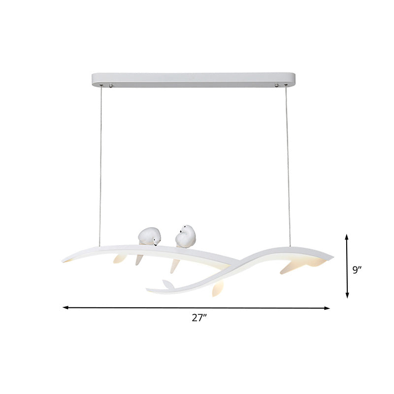 Modern Branch Hanging Light Acrylic LED Dining Room Suspended Pendant Lamp in White with Bird Deco, Warm/White Light Clearhalo 'Ceiling Lights' 'Modern Pendants' 'Modern' 'Pendant Lights' 'Pendants' Lighting' 732488