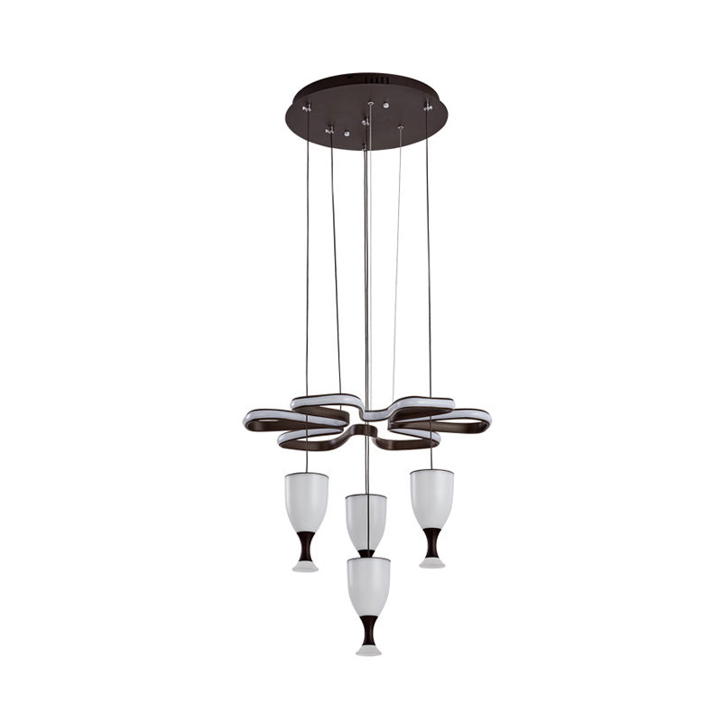 Coffee 4-Cup and Twist Ceiling Light Fixture Modernist LED Acrylic Multi Light Pendant Clearhalo 'Ceiling Lights' 'Modern Pendants' 'Modern' 'Pendant Lights' 'Pendants' Lighting' 732492