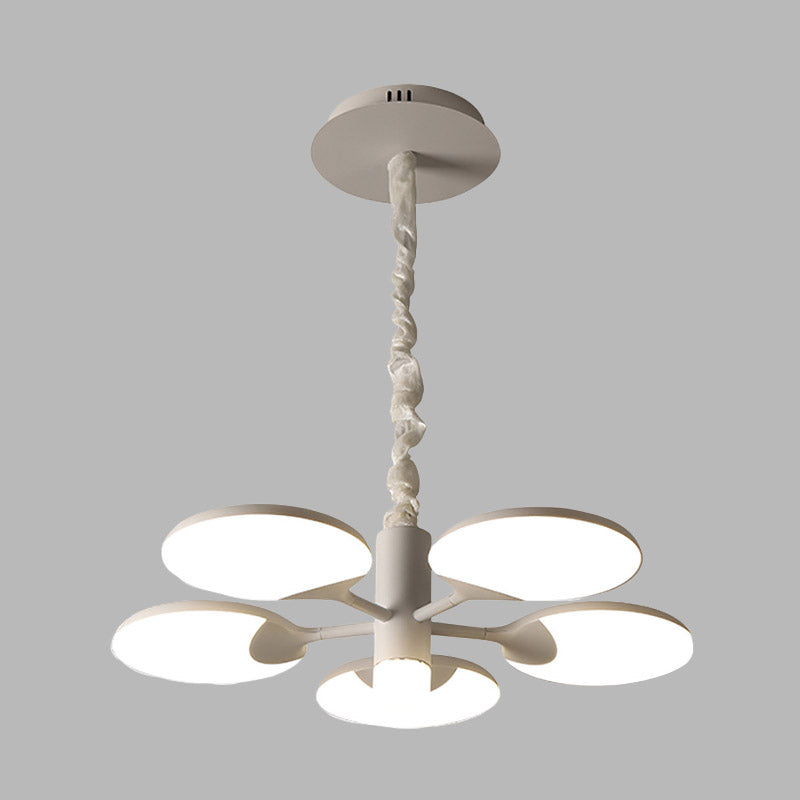 Modernism Circle Hanging Chandelier Acrylic 5 Lights Dining Room LED Pendant in White with Radial Design Clearhalo 'Ceiling Lights' 'Chandeliers' 'Modern Chandeliers' 'Modern' Lighting' 732502