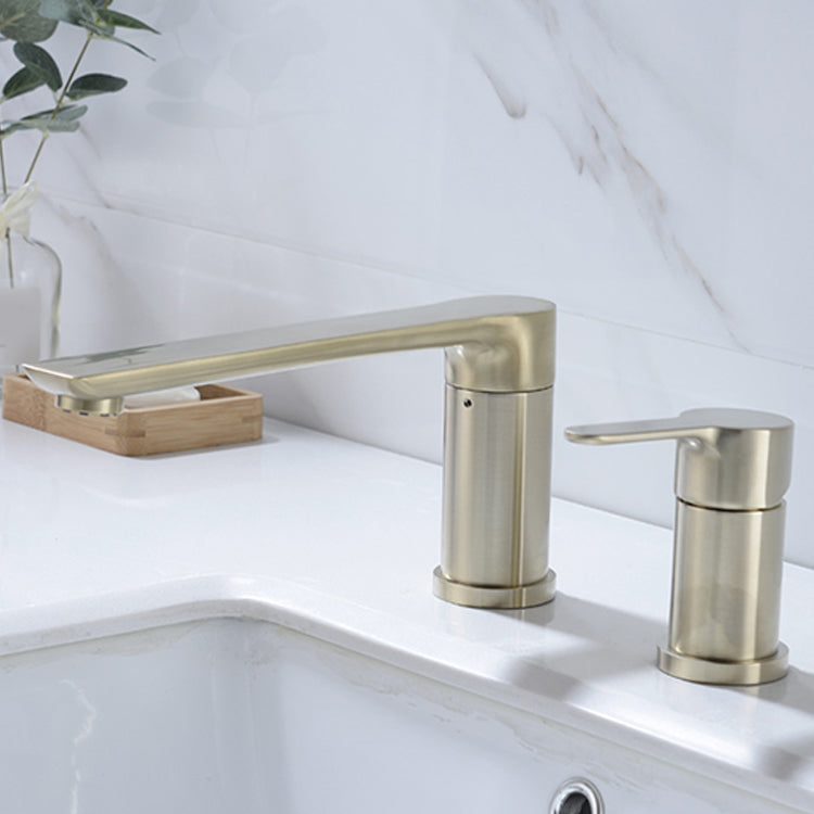 Contemporary Bathroom Faucet Deck Mounted Copper Two Handle Swivel Roman Tub Faucet Set Clearhalo 'Bathroom Remodel & Bathroom Fixtures' 'Bathtub Faucets' 'bathtub_faucets' 'Home Improvement' 'home_improvement' 'home_improvement_bathtub_faucets' 7325128