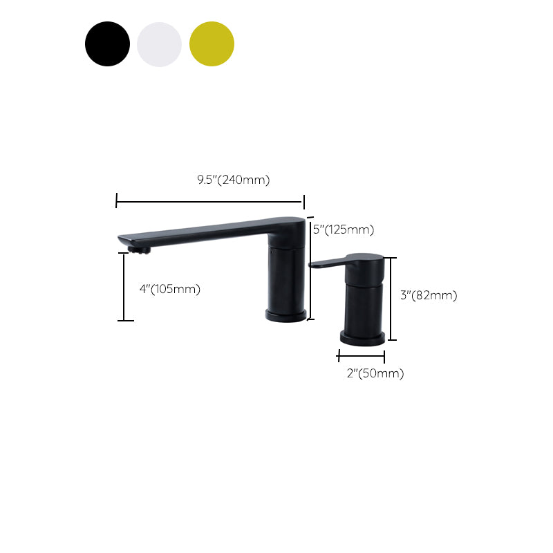 Contemporary Bathroom Faucet Deck Mounted Copper Two Handle Swivel Roman Tub Faucet Set Clearhalo 'Bathroom Remodel & Bathroom Fixtures' 'Bathtub Faucets' 'bathtub_faucets' 'Home Improvement' 'home_improvement' 'home_improvement_bathtub_faucets' 7325146