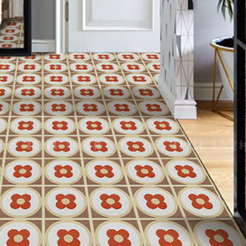 Modern Style Floor Tile Floral Print Square Straight Edge Waterproof Floor Tile Clearhalo 'Floor Tiles & Wall Tiles' 'floor_tiles_wall_tiles' 'Flooring 'Home Improvement' 'home_improvement' 'home_improvement_floor_tiles_wall_tiles' Walls and Ceiling' 7325188