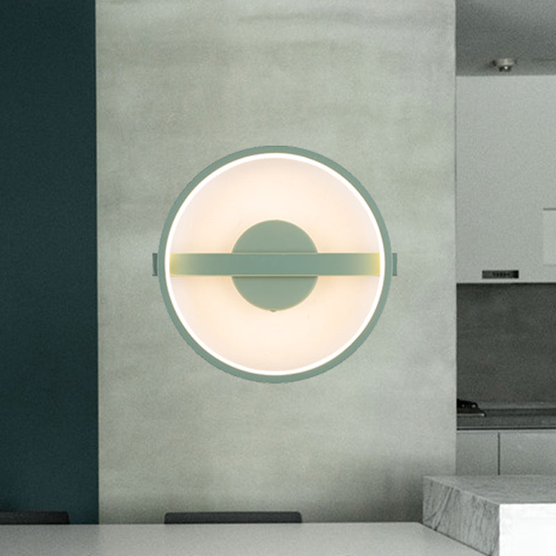 Green Round Sconce Light Minimalist LED Acrylic Wall Lamp Fixture in White/Warm Light, 12.5"/16.5" Dia Green Clearhalo 'Modern wall lights' 'Modern' 'Wall Lamps & Sconces' 'Wall Lights' Lighting' 732557