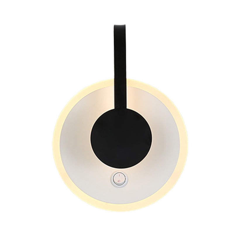 Round and Curved Sconce Modern Nordic Acrylic LED Black Wall Light Fixture in Warm/White Light Clearhalo 'Modern wall lights' 'Modern' 'Wall Lamps & Sconces' 'Wall Lights' Lighting' 732566