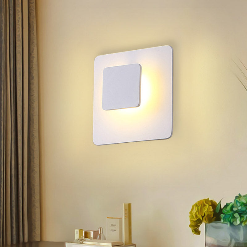 Squared Acrylic Wall Mount Contemporary LED White Sconce Lighting in White/Warm Light for Living Room Clearhalo 'Cast Iron' 'Glass' 'Industrial' 'Modern wall lights' 'Modern' 'Tiffany' 'Traditional wall lights' 'Wall Lamps & Sconces' 'Wall Lights' Lighting' 732579