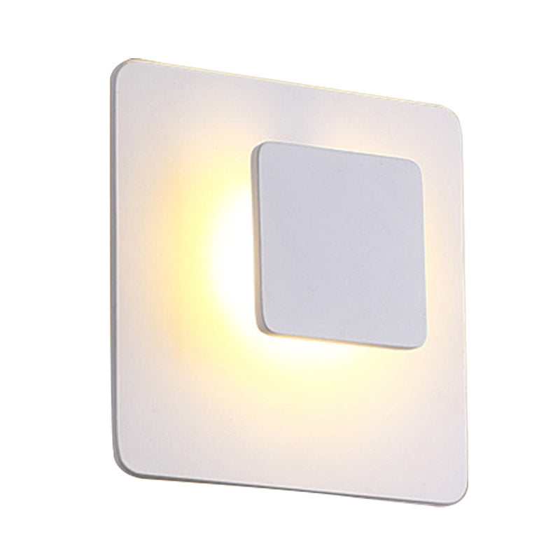 Squared Acrylic Wall Mount Contemporary LED White Sconce Lighting in White/Warm Light for Living Room Clearhalo 'Cast Iron' 'Glass' 'Industrial' 'Modern wall lights' 'Modern' 'Tiffany' 'Traditional wall lights' 'Wall Lamps & Sconces' 'Wall Lights' Lighting' 732581