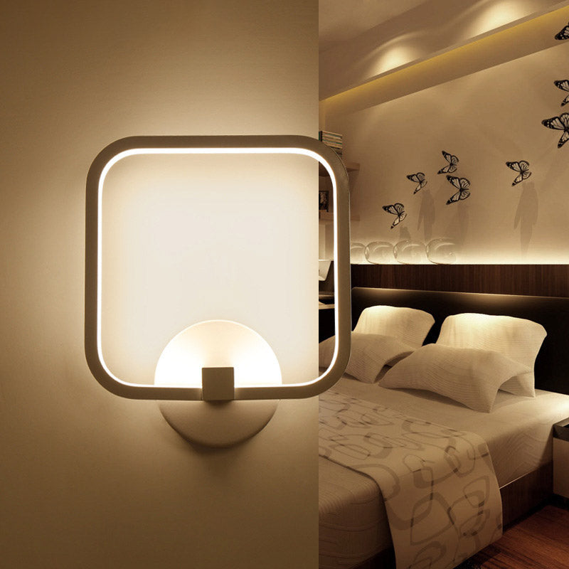 LED Bedside Wall Light Simple White Sconce Lighting Fixture with Square Acrylic Shade in White/Warm/Natural Light White Clearhalo 'Cast Iron' 'Glass' 'Industrial' 'Modern wall lights' 'Modern' 'Tiffany' 'Traditional wall lights' 'Wall Lamps & Sconces' 'Wall Lights' Lighting' 732588
