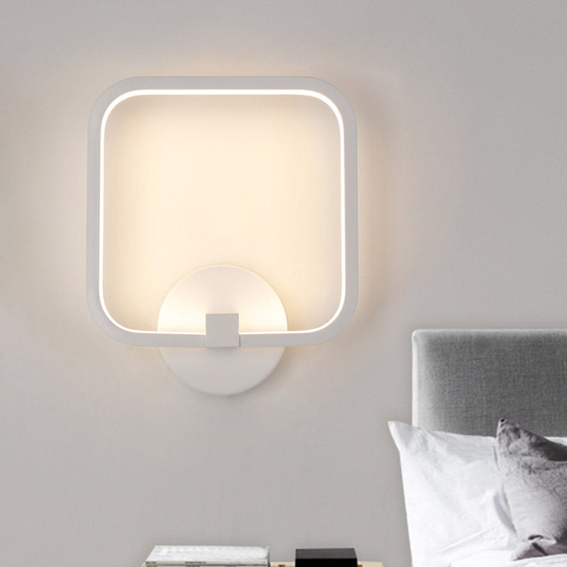 LED Bedside Wall Light Simple White Sconce Lighting Fixture with Square Acrylic Shade in White/Warm/Natural Light Clearhalo 'Cast Iron' 'Glass' 'Industrial' 'Modern wall lights' 'Modern' 'Tiffany' 'Traditional wall lights' 'Wall Lamps & Sconces' 'Wall Lights' Lighting' 732589