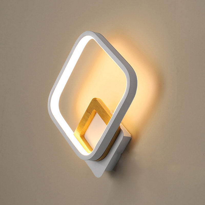 White Rhombus Wall Light Modernist LED Acrylic Wall Sconce with Wood Detail in White/Warm Light White Clearhalo 'Modern wall lights' 'Modern' 'Wall Lamps & Sconces' 'Wall Lights' Lighting' 732593