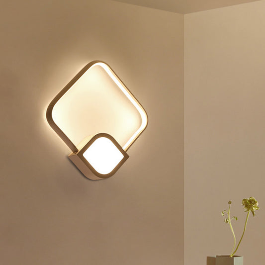 Modernist LED Sconce White Finish Rhombus Wall Mount Lighting with Acrylic Shade for Stairway White Clearhalo 'Modern wall lights' 'Modern' 'Wall Lamps & Sconces' 'Wall Lights' Lighting' 732598