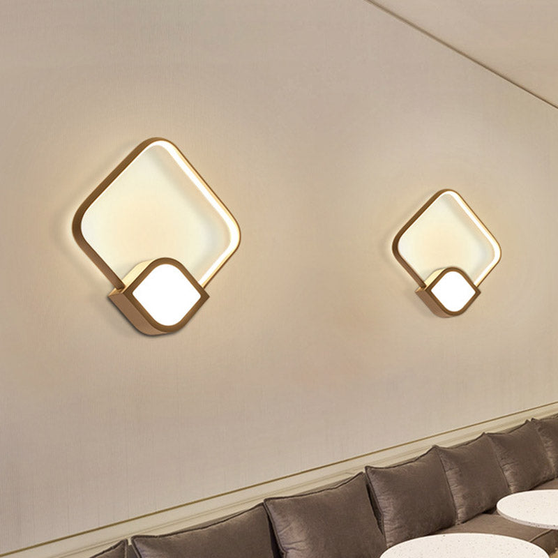 Modernist LED Sconce White Finish Rhombus Wall Mount Lighting with Acrylic Shade for Stairway Clearhalo 'Modern wall lights' 'Modern' 'Wall Lamps & Sconces' 'Wall Lights' Lighting' 732599