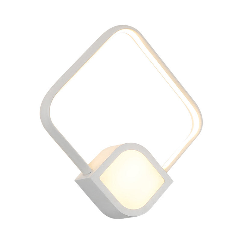 Modernist LED Sconce White Finish Rhombus Wall Mount Lighting with Acrylic Shade for Stairway Clearhalo 'Modern wall lights' 'Modern' 'Wall Lamps & Sconces' 'Wall Lights' Lighting' 732601