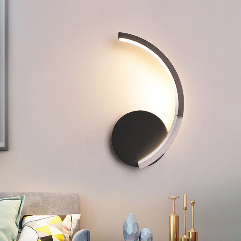 Curved Line Living Room Sconce Acrylic LED Modern Wall Mounted Lamp Fixture in Black, White/Warm Light Black Clearhalo 'Cast Iron' 'Glass' 'Industrial' 'Modern wall lights' 'Modern' 'Tiffany' 'Traditional wall lights' 'Wall Lamps & Sconces' 'Wall Lights' Lighting' 732618