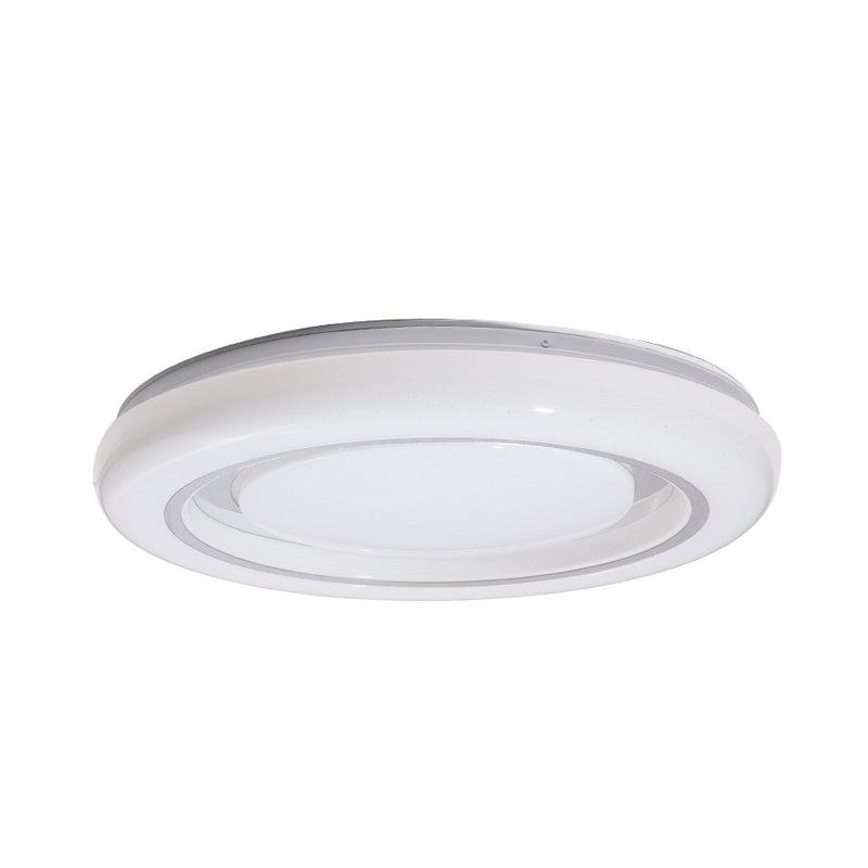 16"/19.5" Dia LED Bedroom Flushmount Modern Black and White Flush Ceiling Lamp with Circle Acrylic Shade in Warm/White Light Clearhalo 'Ceiling Lights' 'Close To Ceiling Lights' 'Close to ceiling' 'Flush mount' Lighting' 732691