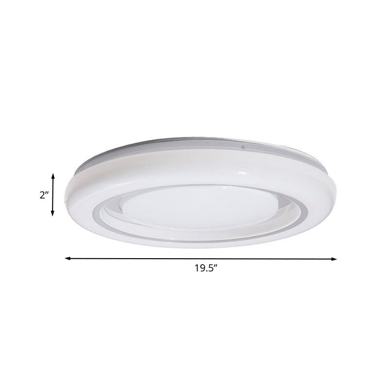 16"/19.5" Dia LED Bedroom Flushmount Modern Black and White Flush Ceiling Lamp with Circle Acrylic Shade in Warm/White Light Clearhalo 'Ceiling Lights' 'Close To Ceiling Lights' 'Close to ceiling' 'Flush mount' Lighting' 732693