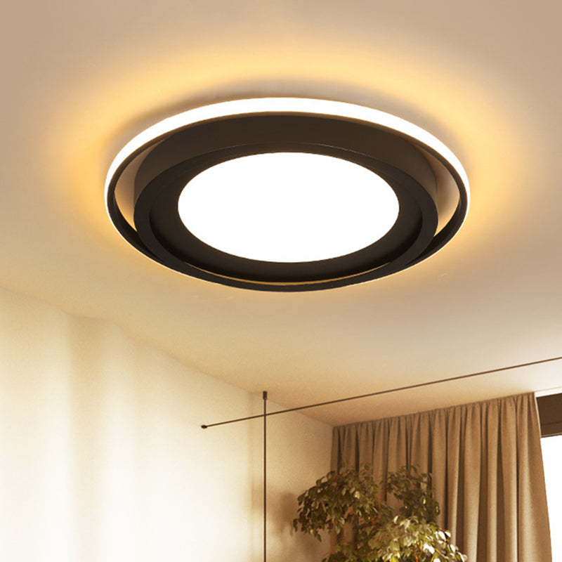 Acrylic Round Flush Lighting Modern LED Flush Mount in White/Black for Bedroom, White/Warm Light Black Clearhalo 'Ceiling Lights' 'Close To Ceiling Lights' 'Close to ceiling' 'Flush mount' Lighting' 732700