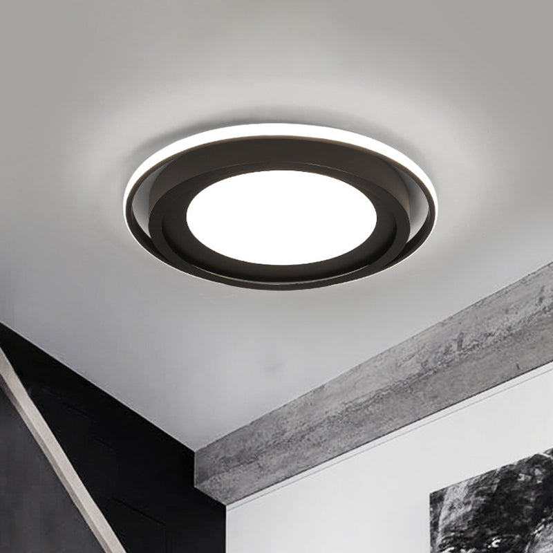 Acrylic Round Flush Lighting Modern LED Flush Mount in White/Black for Bedroom, White/Warm Light Clearhalo 'Ceiling Lights' 'Close To Ceiling Lights' 'Close to ceiling' 'Flush mount' Lighting' 732701