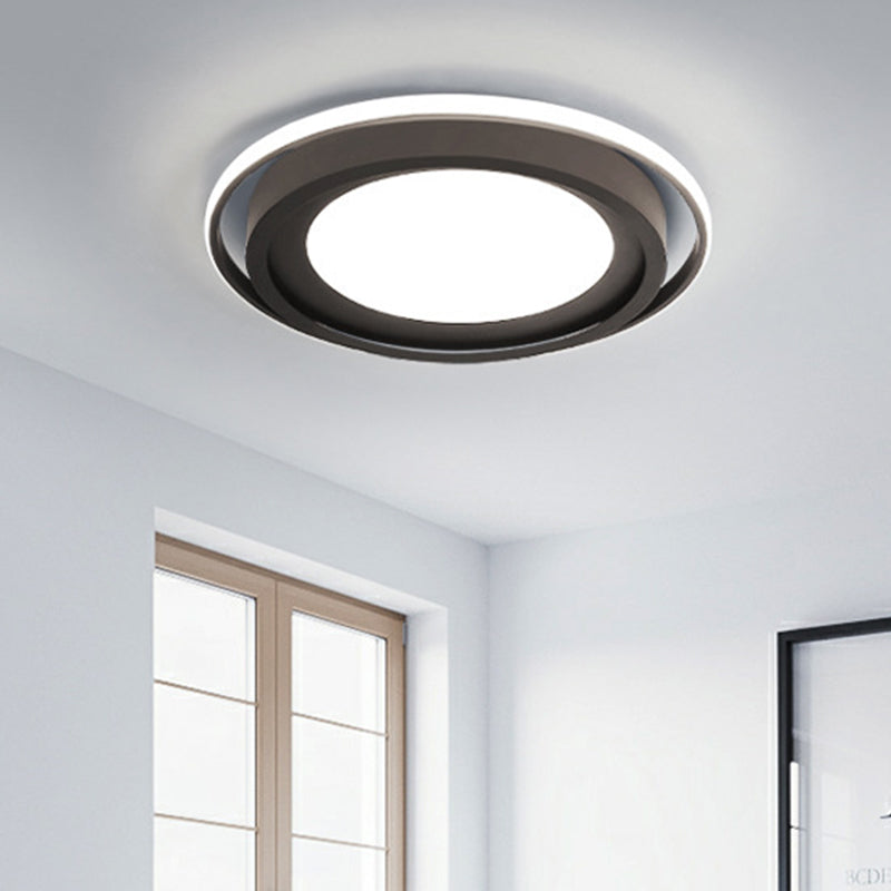 Acrylic Round Flush Lighting Modern LED Flush Mount in White/Black for Bedroom, White/Warm Light Clearhalo 'Ceiling Lights' 'Close To Ceiling Lights' 'Close to ceiling' 'Flush mount' Lighting' 732702