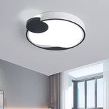 16"/19.5" W Drum Acrylic Flush Mount Fixture Modernism White and Black LED Ceiling Lamp in White/Warm Light Clearhalo 'Ceiling Lights' 'Close To Ceiling Lights' 'Close to ceiling' 'Flush mount' Lighting' 732709