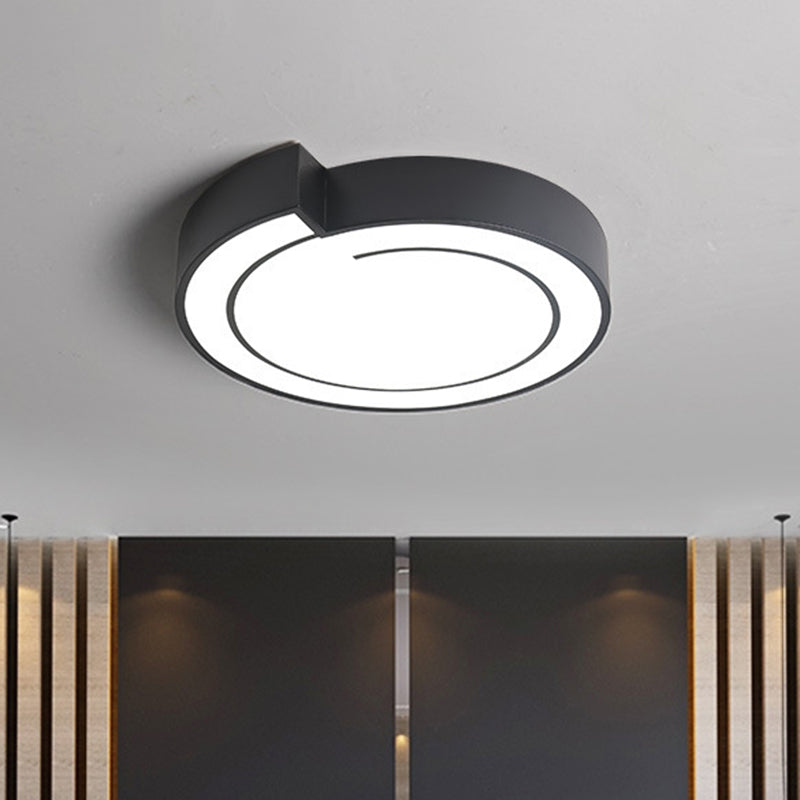 Whistling Flushmount Lighting Modernist Acrylic White/Black 18"/21.5" W LED Ceiling Lamp Fixture for Bedroom in Warm/White Light Black Clearhalo 'Ceiling Lights' 'Close To Ceiling Lights' 'Close to ceiling' 'Flush mount' Lighting' 732714