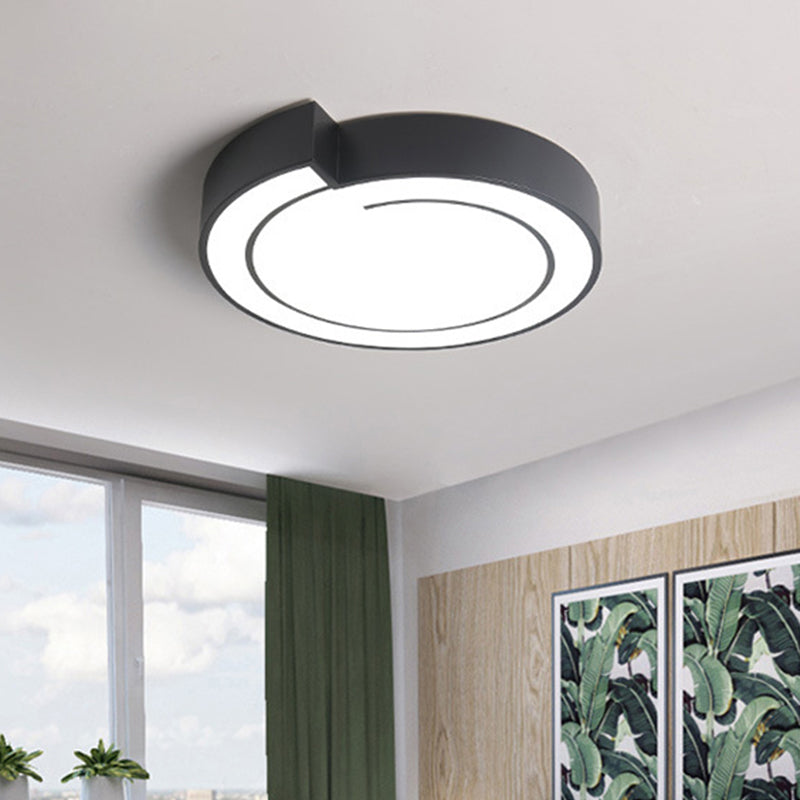 Whistling Flushmount Lighting Modernist Acrylic White/Black 18"/21.5" W LED Ceiling Lamp Fixture for Bedroom in Warm/White Light Clearhalo 'Ceiling Lights' 'Close To Ceiling Lights' 'Close to ceiling' 'Flush mount' Lighting' 732715