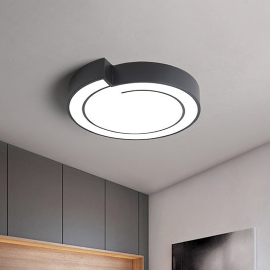 Whistling Flushmount Lighting Modernist Acrylic White/Black 18"/21.5" W LED Ceiling Lamp Fixture for Bedroom in Warm/White Light Clearhalo 'Ceiling Lights' 'Close To Ceiling Lights' 'Close to ceiling' 'Flush mount' Lighting' 732716