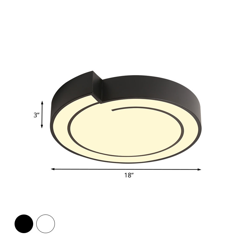 Whistling Flushmount Lighting Modernist Acrylic White/Black 18"/21.5" W LED Ceiling Lamp Fixture for Bedroom in Warm/White Light Clearhalo 'Ceiling Lights' 'Close To Ceiling Lights' 'Close to ceiling' 'Flush mount' Lighting' 732718