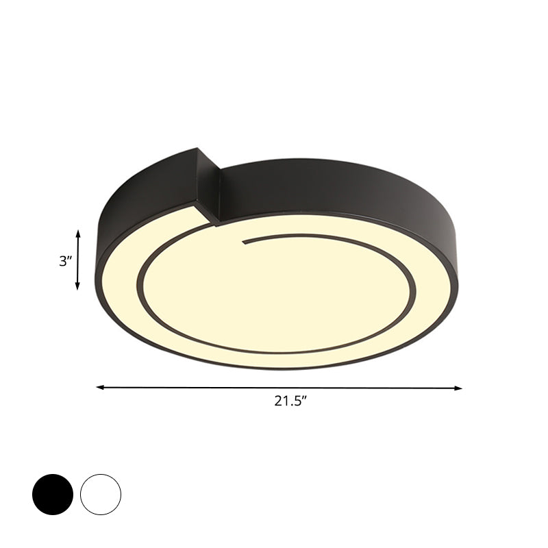 Whistling Flushmount Lighting Modernist Acrylic White/Black 18"/21.5" W LED Ceiling Lamp Fixture for Bedroom in Warm/White Light Clearhalo 'Ceiling Lights' 'Close To Ceiling Lights' 'Close to ceiling' 'Flush mount' Lighting' 732719