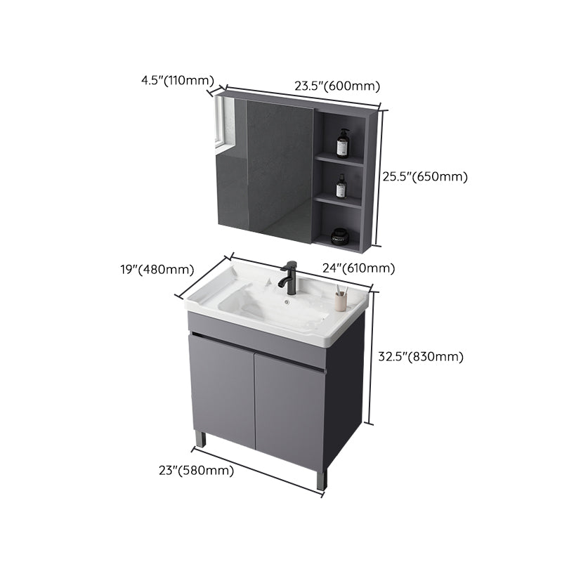 Modern Ceramic Rectangular Vanity Sink Single-Sink Freestanding Vanity Set Clearhalo 'Bathroom Remodel & Bathroom Fixtures' 'Bathroom Vanities' 'bathroom_vanities' 'Home Improvement' 'home_improvement' 'home_improvement_bathroom_vanities' 7327192