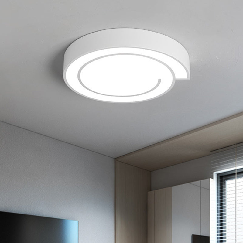 Whistling Flushmount Lighting Modernist Acrylic White/Black 18"/21.5" W LED Ceiling Lamp Fixture for Bedroom in Warm/White Light White Clearhalo 'Ceiling Lights' 'Close To Ceiling Lights' 'Close to ceiling' 'Flush mount' Lighting' 732720