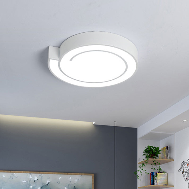 Whistling Flushmount Lighting Modernist Acrylic White/Black 18"/21.5" W LED Ceiling Lamp Fixture for Bedroom in Warm/White Light Clearhalo 'Ceiling Lights' 'Close To Ceiling Lights' 'Close to ceiling' 'Flush mount' Lighting' 732721