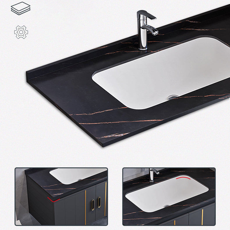 Glam Single Wall Mount Sink Vanity Gray Metal Base Rectangular Vanity Set Clearhalo 'Bathroom Remodel & Bathroom Fixtures' 'Bathroom Vanities' 'bathroom_vanities' 'Home Improvement' 'home_improvement' 'home_improvement_bathroom_vanities' 7327211