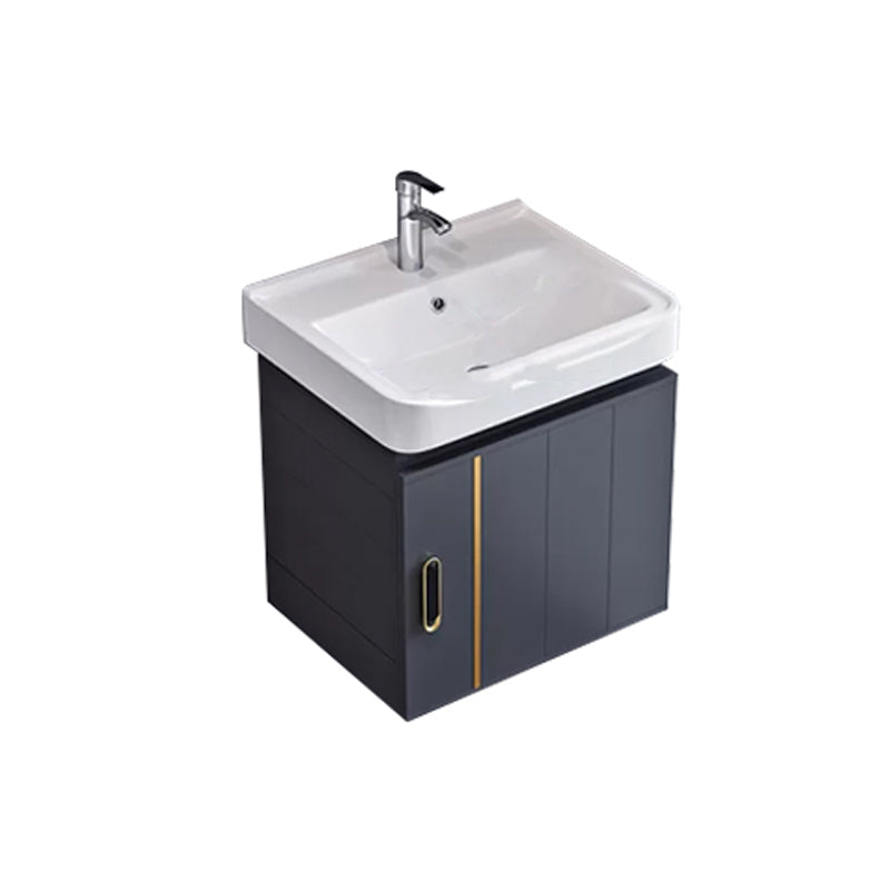 Glam Single Wall Mount Sink Vanity Gray Metal Base Rectangular Vanity Set Vanity & Faucet 17"L x 14"W x 16"H Mirror Not Included Clearhalo 'Bathroom Remodel & Bathroom Fixtures' 'Bathroom Vanities' 'bathroom_vanities' 'Home Improvement' 'home_improvement' 'home_improvement_bathroom_vanities' 7327225